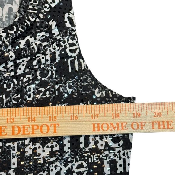 Y2K MixIt Black Sequin Black Graphic Euro Core Cowl Neck Going Out Tank - Picture 4 of 5